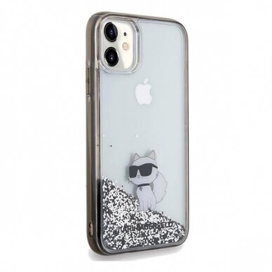 Karl Lagerfeld Liquid Glitter Choupette dėklas skirtas iPhone 11 / Xr - Permatomas 3
