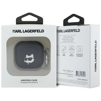 Karl Lagerfeld Monogram Choupette Head Dėklas skirtas AirPods 4 - Juodas 2