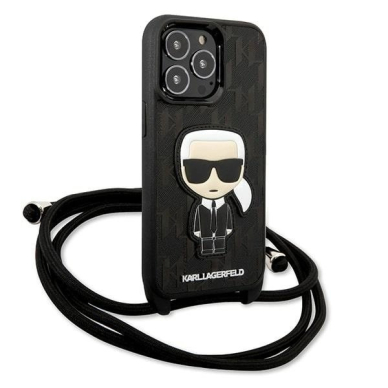 Karl Lagerfeld Odinis Monogram Patch and Cord Iconik Dėklas skirtas iPhone 13 Pro / 13 - Juodas 2