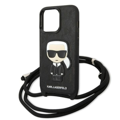 Karl Lagerfeld Odinis Monogram Patch and Cord Iconik Dėklas skirtas iPhone 13 Pro / 13 - Juodas 4