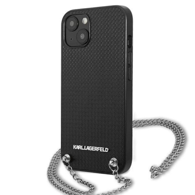 Karl Lagerfeld Odinis Textured and Chain Dėklas skirtas iPhone 13 / 14 / 15 6.1&quot; - Juodas 1
