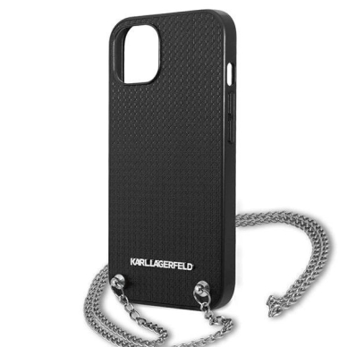 Karl Lagerfeld Odinis Textured and Chain Dėklas skirtas iPhone 13 / 14 / 15 6.1&quot; - Juodas 5