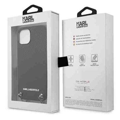 Karl Lagerfeld Odinis Textured and Chain Dėklas skirtas iPhone 13 / 14 / 15 6.1&quot; - Juodas 7
