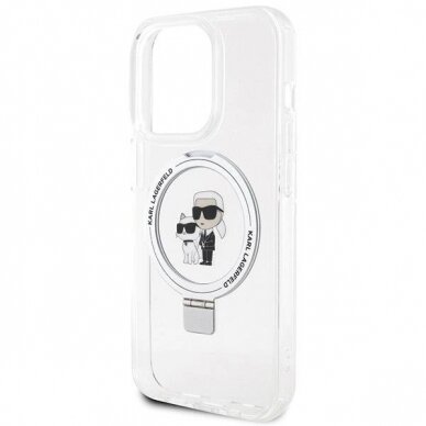 Karl Lagerfeld Ring Stand Karl&Choupette MagSafe dėklas skirtas iPhone 14 Pro Max - Baltas 5