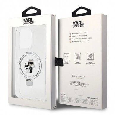 Karl Lagerfeld Ring Stand Karl&Choupette MagSafe dėklas skirtas iPhone 14 Pro Max - Baltas 7