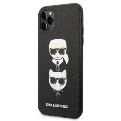 Karl Lagerfeld Saffiano Karl&Choupette Head Dėklas skirtas iPhone 11 Pro 5.8&quot; - Juodas 1