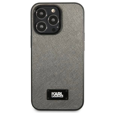 Karl Lagerfeld Saffiano Plaque Dėklas skirtas iPhone 13 Pro Max 6.7&quot; - Sidabrinis 2