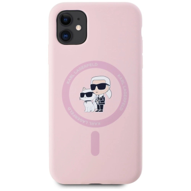 Karl Lagerfeld Silikoninis Karl&Choupette MagSafe iPhone 11 Dėklas - Rožinis 2