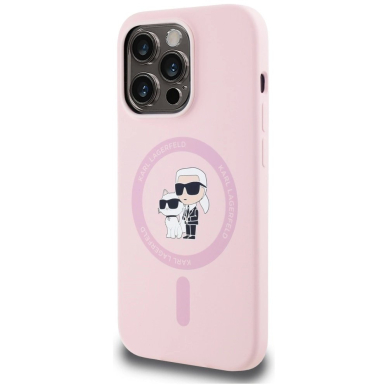 Karl Lagerfeld Silikoninis Karl&Choupette MagSafe iPhone 14 Pro Dėklas - Rožinis 1