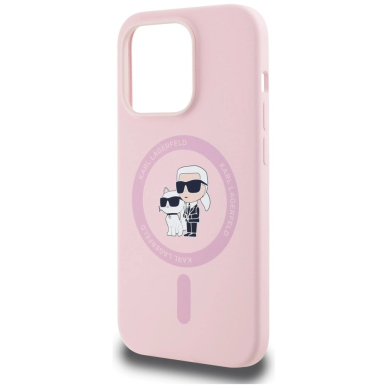 Karl Lagerfeld Silikoninis Karl&Choupette MagSafe iPhone 14 Pro Dėklas - Rožinis 5