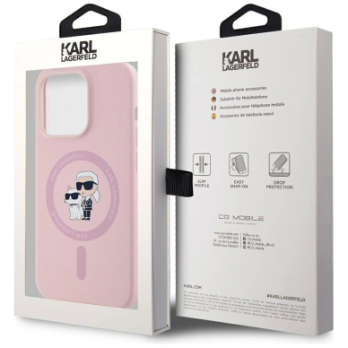 Karl Lagerfeld Silikoninis Karl&Choupette MagSafe iPhone 14 Pro Dėklas - Rožinis 7