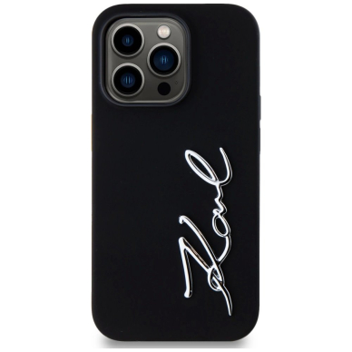 Karl Lagerfeld Silikoninis Metal Script Logo Dėklas skirtas iPhone 14 Pro Juodas 2