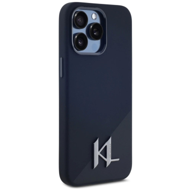 Karl Lagerfeld Silikoninis Shadow Metal Initial MagSafe Dėklas skirtas iPhone 15 Pro Max Juodas 3