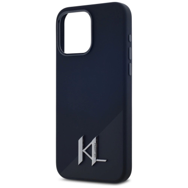 Karl Lagerfeld Silikoninis Shadow Metal Initial MagSafe Dėklas skirtas iPhone 15 Pro Max Juodas 5