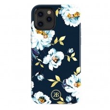 Iphone 12 Mini Kingxbar Blossom serijos dėklas dekoruotas tikrais Swarovski kristalais (Gardenia)