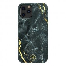 Kingxbar Marble Serijos Dėklas Dekoruotas Marmuro Raštu Iphone 12 Mini Juodas