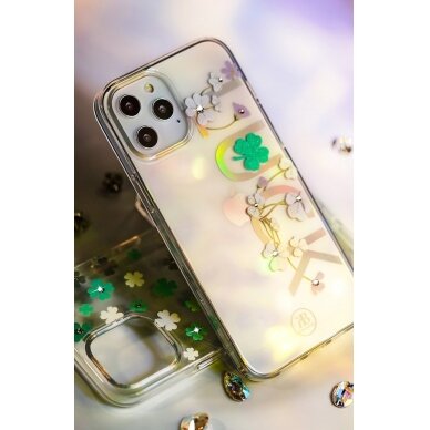 Kingxbar Lucky Serijos Dėklas Dekoruotas Tikrais Swarovski Kristalais Iphone 12 Mini Skaidrus (Luck) 4