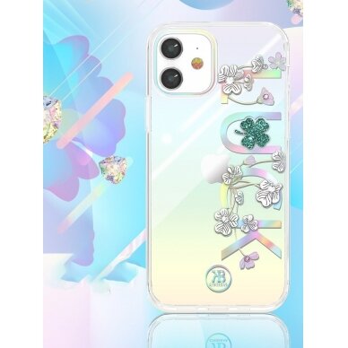 Kingxbar Lucky Serijos Dėklas Puoštas Tikrais Swarovski Kristalais Iphone 12 Mini Skaidrus (Clover) 2