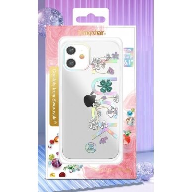 Kingxbar Lucky Serijos Dėklas Puoštas Tikrais Swarovski Kristalais Iphone 12 Mini Skaidrus (Clover) 4