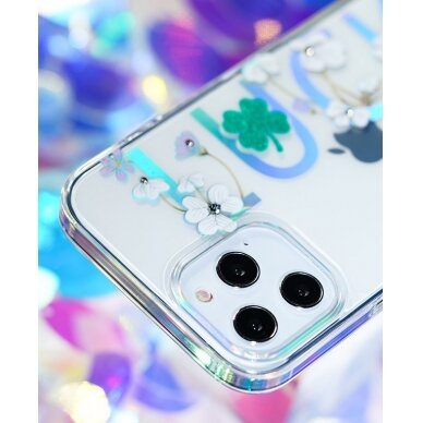 Kingxbar Lucky Serijos Dėklas Puoštas Tikrais Swarovski Kristalais Iphone 12 Mini Skaidrus (Clover) 8