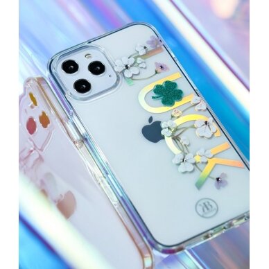 Kingxbar Lucky Serijos Dėklas Puoštas Tikrais Swarovski Kristalais Iphone 12 Mini Skaidrus (Clover) 9