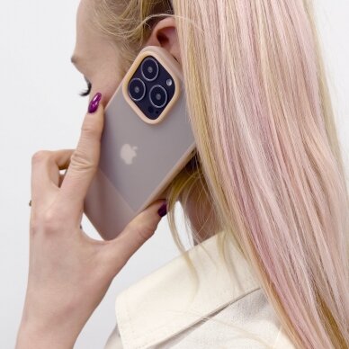 Kingxbar Plain Series dėklas skirtas iPhone 13 silikoninis rožinis 2
