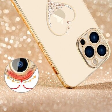 Kingxbar Wish Series Silikoninis dėklas su kristalais skirta iPhone 15 Pro - Auksinis 3