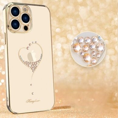 Kingxbar Wish Series Silikoninis dėklas su kristalais skirta iPhone 15 Pro - Auksinis 4