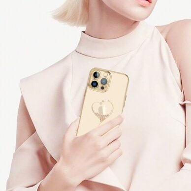 Kingxbar Wish Series Silikoninis dėklas su kristalais skirta iPhone 15 Pro - Auksinis 5