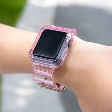 Laikrodžio apyrankė Strap Light Watch 3 42mm / Watch 2 42mm skaidri-rožinė 2