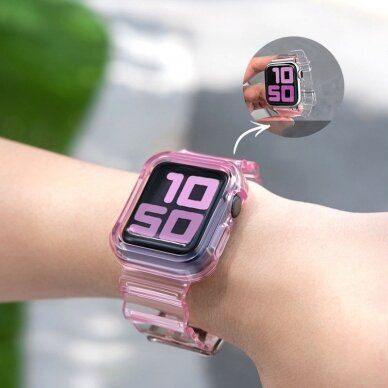 Laikrodžio apyrankė Strap Light Watch 3 42mm / Watch 2 42mm skaidri-rožinė 9