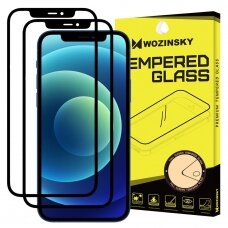 LCD apsauginis stiklas Wozinsky 2x Tempered Glass Full skirta iPhone 12 Pro Max Juodas