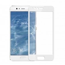 Huawei P10 LCD apsauginis stikliukas 5D Full Glue lenktas baltas