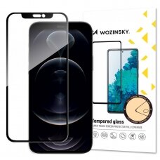 iPhone 13/13 Pro LCD apsauginis stikliukas Wozinsky 5D pritaikytas dėklui juodas