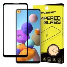 Samsung Galaxy A21s/A21/A80 LCD apsauginis stikliukas Wozinsky 5D pritaikytas dėklui juodas