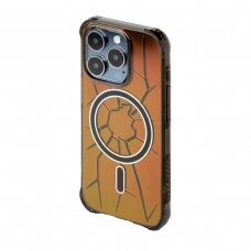 MagSafe Kingxbar PQY Crack Series Silikoninis dėklas skirta iPhone 15 Pro - Juodas