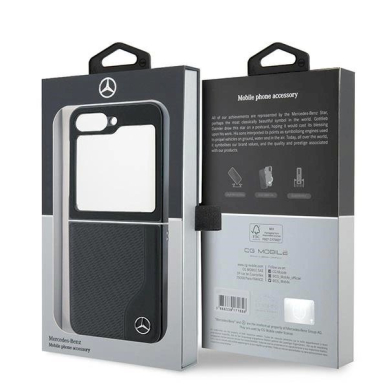 Mercedes Leather Wood Imitation MagSafe Dėklas Samsung Galaxy Z Flip 6 - Juodas 7