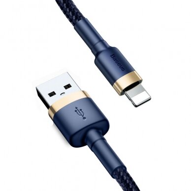 Nailoninis Pintas Kabelis Baseus Cafule Cable Durable USB / Lightning QC3.0 1.5A 2M Mėlynas (CALKLF-CV3) UGLX912 1