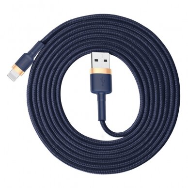 Nailoninis Pintas Kabelis Baseus Cafule Cable Durable USB / Lightning QC3.0 1.5A 2M Mėlynas (CALKLF-CV3) UGLX912 2