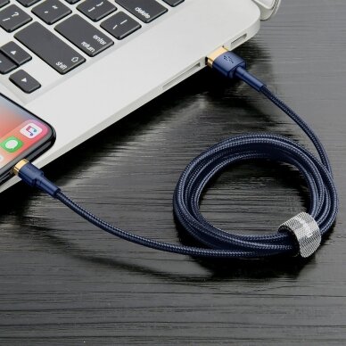 Nailoninis Pintas Kabelis Baseus Cafule Cable Durable USB / Lightning QC3.0 1.5A 2M Mėlynas (CALKLF-CV3) UGLX912 7