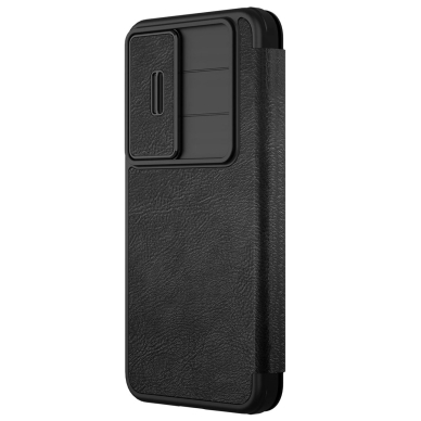 Nillkin Qin Pro dėklas Samsung Galaxy S25+ su atverčiamu dangteliu ir kameros apsauga - juodas 1