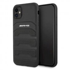 Originalus AMG dėklas AMHCN61GSEBK iPhone 11 6.1 Juodas hardcase Leather Debossed Lines