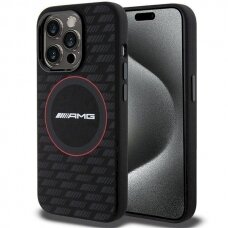 Originalus AMG dėklas Silicone Carbon Pattern MagSafe case for iPhone 15 Pro - Juodas