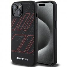 Originalus AMG dėklas Silicone Large Rhombuses Pattern MagSafe Case for iPhone 15 Plus / 14 Plus - Juodas