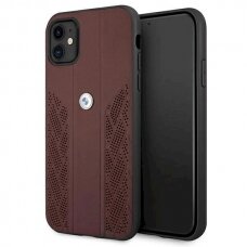 Originalus dėklas BMW BMHCN61RSPPR iPhone 11 6,1" / Xr Raudonas hardcase Leather Curve Perforate