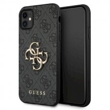 Originalus dėklas Guess case skirta iPhone 11 / XR 4G Big Metal Logo series - pilkos spalvos