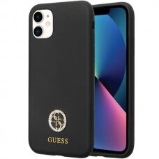 Originalus dėklas Guess GUHCN614DGPK Case skirta iPhone 11 / Xr - Juodas Silicone Logo Strass 4G