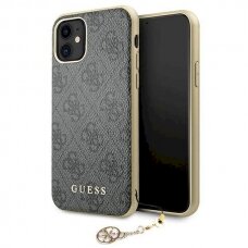 Originalus dėklas Guess GUHCN61GF4GGR iPhone 11 6.1  / Xr pilkos spalvos hard case 4G Charms Collection