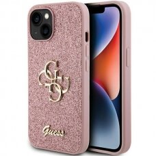Originalus dėklas Guess GUHCP15MHG4SGP iPhone 15 Plus 6.7  rožinis/rožinis hardcase Glitter Script Big 4G