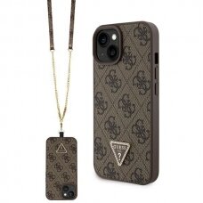 Originalus dėklas Guess GUHCP15MP4TDSCPW iPhone 15 Plus 6.7  Rudas/Rudas hardcase Crossbody 4G Metal Logo